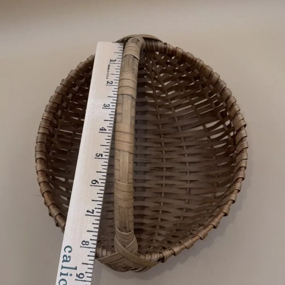 Vintage wicker Buttocks farmhouse Basket with Handle Country Natural Brown